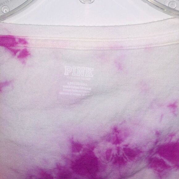 Brand New Tie‎ Dye Heart Breaker Crop Tee Size L Pink Victoria's Secret Women - Picture 7 of 8